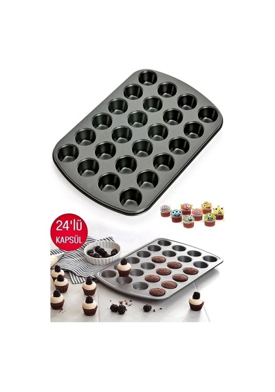 Teflon Muffin Kalıbı Kek Kalıbı 24 Lü