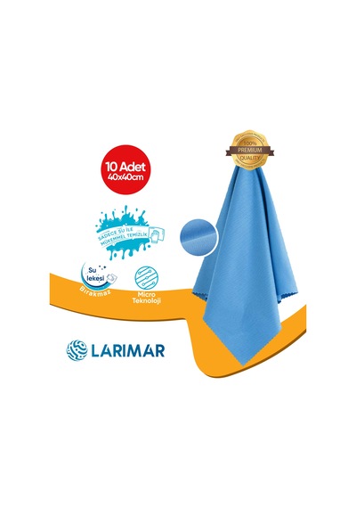 Larimar Mikrofiber Sihirli Temizlik ve Cam Bezi 10 Adet  40 x 40 CM
