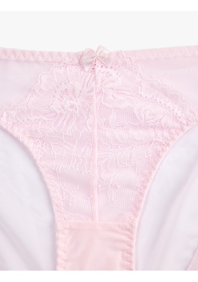 Koton Dantel Detaylı Rahat Kalıp Brief Külot Pembe 6slk30142mk Gül