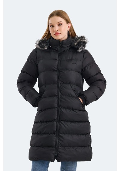 Slazenger Garlic In Kadın Puffer Uzun Şişme Mont Siyah
