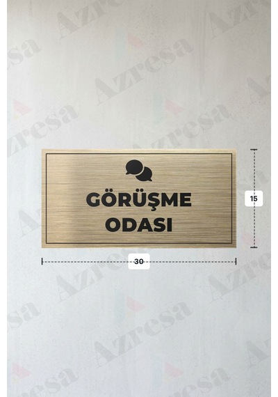 Görüşme Odası Yazılı - Metal - Gold Renk - Kapı İsimliği - 30x15 Cm