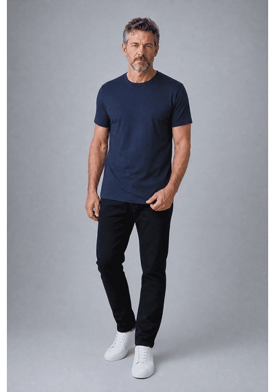 Bisse Lacivert Studio Bisiklet Yaka T-shirt Bsts26y26320 D39