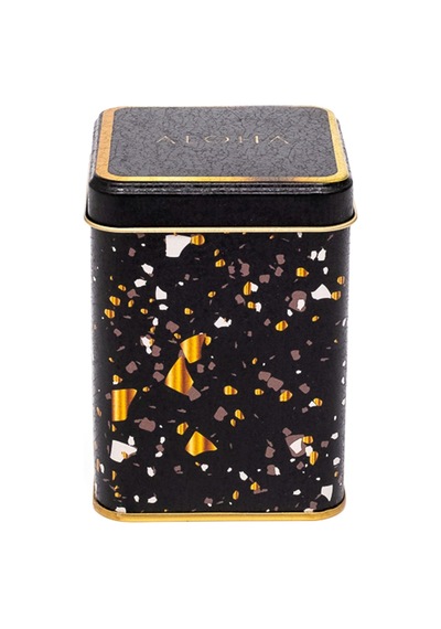 Terrazzo Black Desenli Kare Metal Saklama Kabı 7.5 x 7.5 x 10 CM 0.5 L Çok Renkli