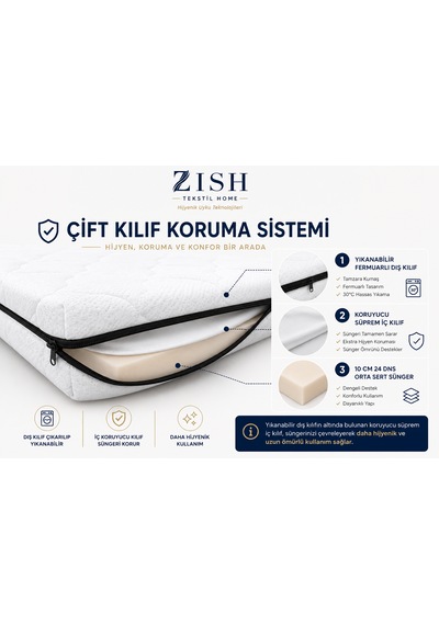 Eco Comfort 12 Cm Yıkanabilir Kılıflı Sünger Yatak Yer, Misafir, Kamp Ve Karavan Yatağı, Şilte 8 Cm 24 Dns Orta Sert + 2 Cm 24 Dns Hyper Soft Tamzara Kumaş, Koruyucu Süprem Eco Comfort 12 Cm Yıkanabilir Kılıflı Sünger Yatak Yer, Misafir, Kamp Ve Karavan Yatağı, Şilte 8 Cm 24 Dns Orta Sert + 2 Cm 24 Dns Hyper Soft Tamzara Kumaş, Koruyucu Süprem