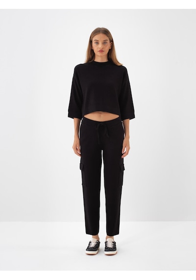 Xint Siyah Doğal Yün Dokulu Regular Fit Pantolon 851036