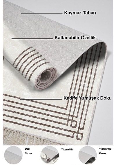 Dekoreko Kaymaz Taban Djt 3 Lü Banyo Paspas Takımı Trend Karışık Modern M5142 Bej