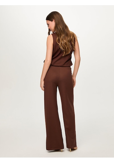Faik Sönmez Beli Lastikli Triko Görünümlü Wide Leg Fit Pantolon S26pnt032 Us26pnt03230 Kahve