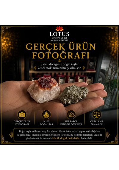 Bolluk Ve Bereket Doğal Taş Seti Pirit Ham Taşı & Sitrin Kristal Kümesi Pir-sit