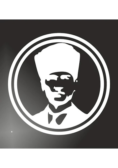 Atatürk Mustafa Kemal Siüet Araba Oto Beyaz Renk 18cm