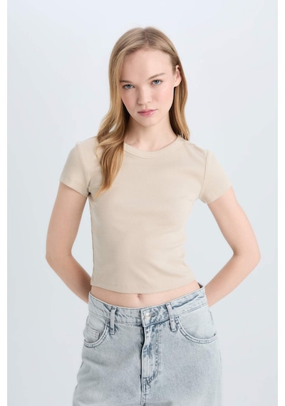 DeFacto Coool Fitted Fitilli Kaşkorse Basic Düz Kısa Kollu Tişört E0287AX25SMBG735