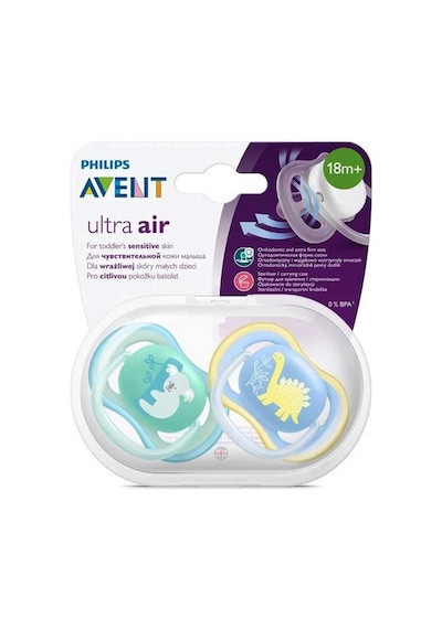 Philips Avent Ultra Air Karanlıkta Parlayan Desenli Gece Emziği 2'li Çok Renkli
