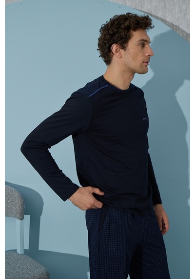 Sevim Erkek Uzun Kol Lacivert Pijama Takımı C9t4n1o8 001