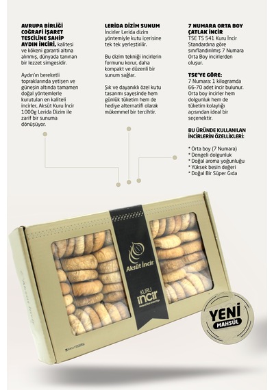 Kuru İncir Lerida Dizim 1000g Aydın İnciri Ab Coğrafi İşaretli 1 KG