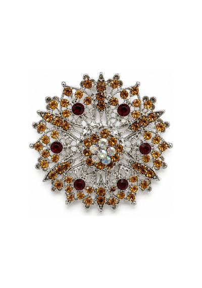 Hediye Kristal Taşlı Osmanlı Motifli Zarafet Kadın Broşu Özel Tasarım Vintage Yaka İğnesi Açık Gri