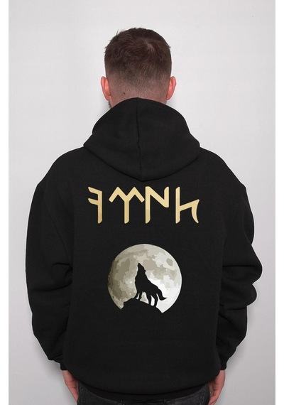 Bozkurt Kurt Türk Dolunay Göktürkçe Sweatshirt Unisex Kapüşonlu Hoodie 001