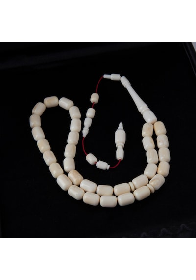 Mors Dişi Kapsül Kesim 8x11.5mm Tesbih - İbrahim Atasever Usta İşi Krem