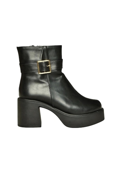 Fox Shoes V726446609 Siyah Kalın Topuklu Kadın Bot Siyah-Suni Deri
