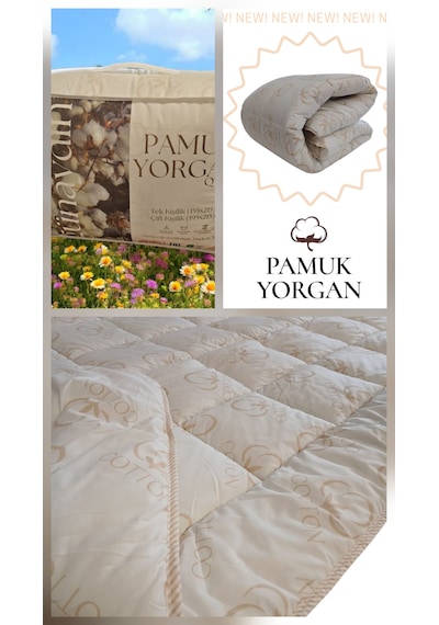 Günaydın Pamuk Yorgan , Pamuk Kumaş Yıkanabilir Doğal , 1.kalite , Lüx ,tek Beyaz