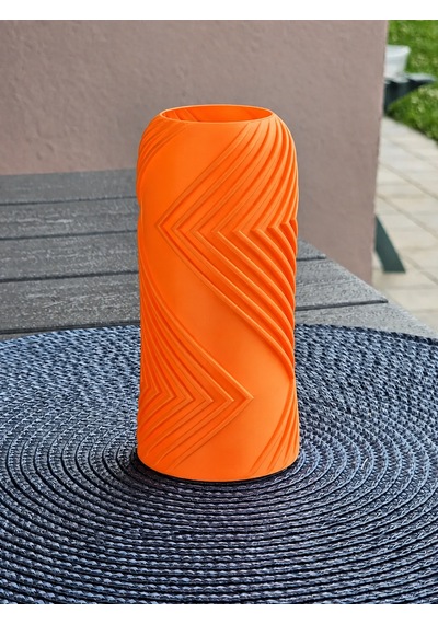 3d Baskı Vector Vazo - Geometrik Çizgili Dekoratif Vazo-turuncu Çok Renkli