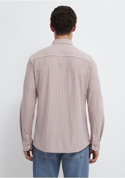 Mavi - Çizgili Pembe Gömlek 0211404-91578 Pembe