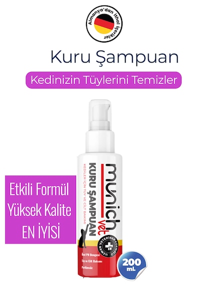 Munich Vet Kedilere Köpüklü Kuru Şampuan 200 ML