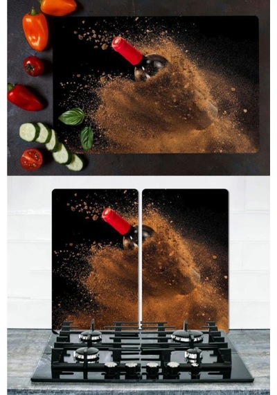 Takım Halinde Kum Şarabı 20x30 cm Kesme Tablası ve 60x52cm Cam Oc