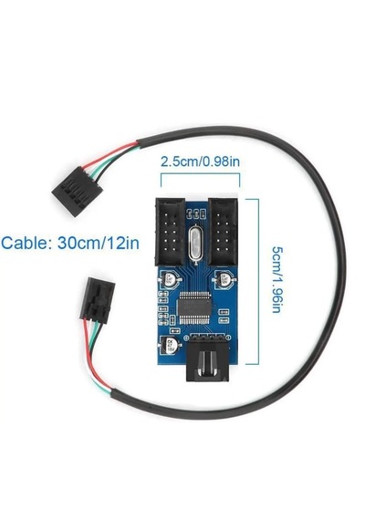 6090 Anakart İç Usb Hub 9 Pin Header 1x2 Çoğaltıcı Port Genişletici Panel Rgb Dişi