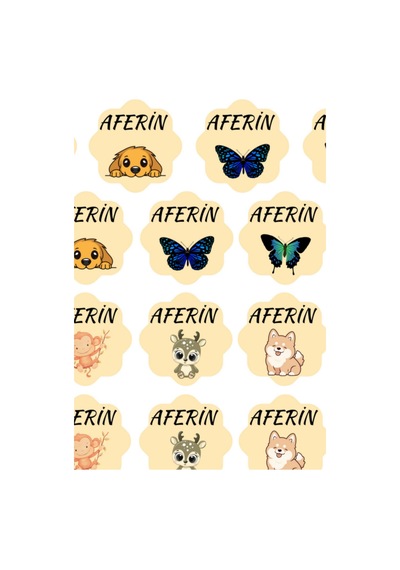 Öğretmenlere Aferin Yazılı Çok Karakterli Sevimli Sticker Seti - 62 Parça Standart