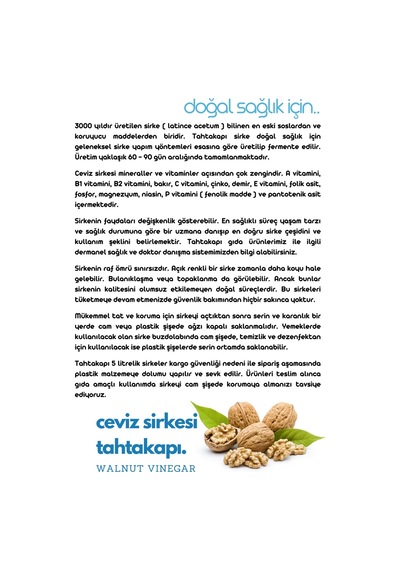 Tahtakapı Ceviz Sirkesi 500 ML