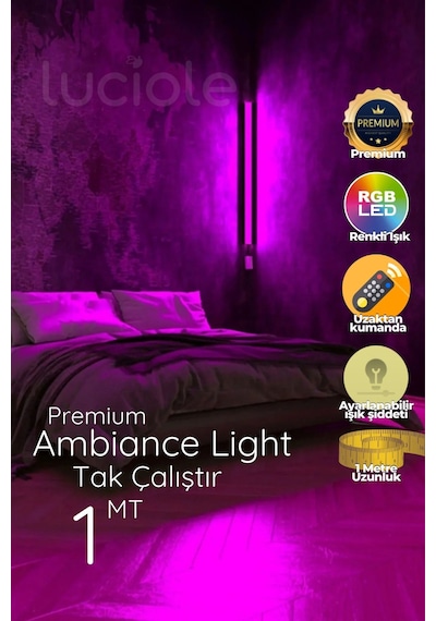 Led Abajur Aplik Gece Lambası Rgb Lambader 16 Renkli Uzaktan Kumandalı Işık 4 Animasyonlu