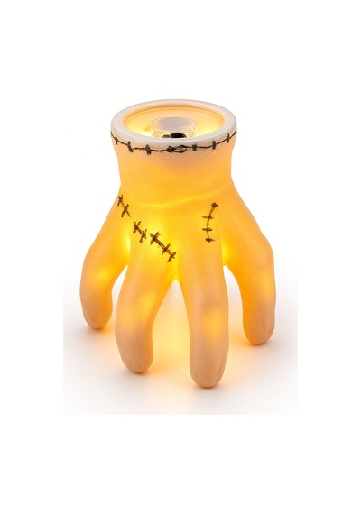 Halloween Cadılar Bayramı Işıklı El Dekoru Dikiş Detaylı Turuncu Led El Süsü 8 Cm Masa Oda Süsü Renkli