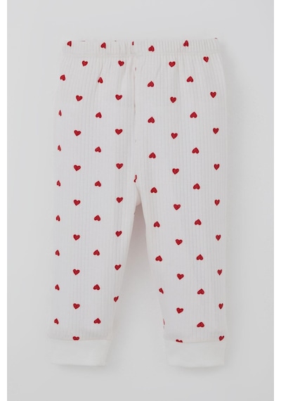 Breeze Kız Bebek Pijama Takımı Omuzdan Patlı Kalp Desenli 4 Ay-1 Yaş, Ekru Ekru