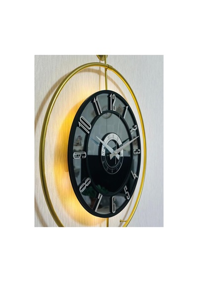 Pey Aksesuar Metal Camlı Duvar Saati 50 X 70 Cm Orta Boy Işıklı Gerçek Cam M51-gold-füme-siyah-gümüş M51-gold-füme-siyah-gümüş