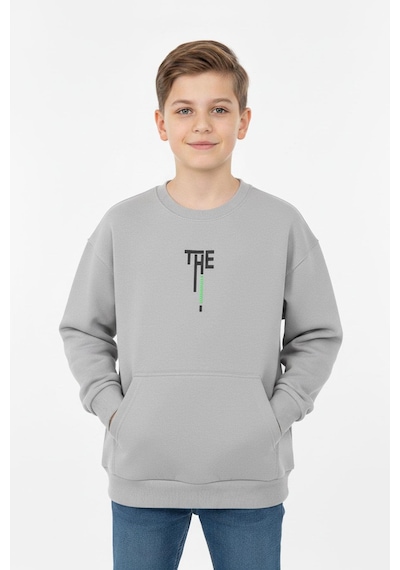 Kanguru Cepli Bisiklet Yaka Erkek Çocuk Sweatshirt-90902 Gri