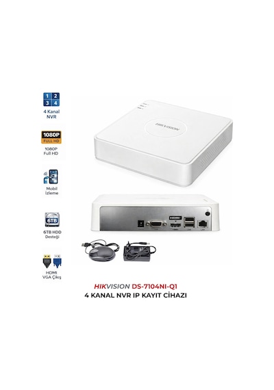 Ds-7104nı-q1 4 Kanal Nvr 4mp Kamera Destekli Kayıt Cihazı