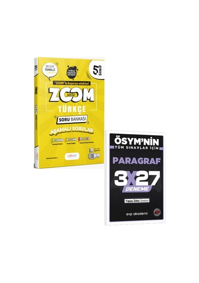 Günay 2027 5. Sınıf Türkçe Zoom Soru Bankası+evp Akademi 3x27 Paragraf Deneme