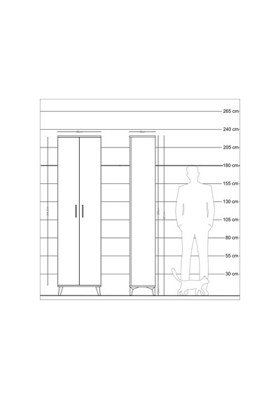 Arges Dolap 3 Raflı 2 Kapaklı Tek Askılı 60x30x221 Aytaşı-aytaşı Aytaşı