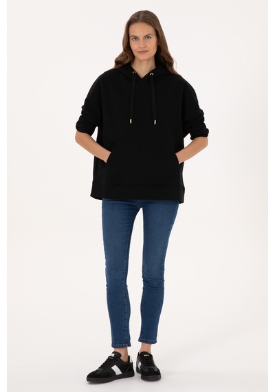 U.S. Polo Assn. Kadın Siyah Kapüşonlu Sweatshirt 50314938-VR046