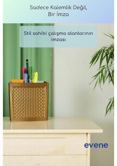 Kalemlik Masa Kalemliği Organizer Kalemlik Altın Renk Model 92 Çok Renkli