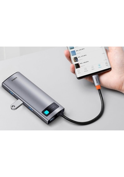 Baseus 100w 7in1 Çevirici Çoğaltıcı Adaptör, 3x Usb, 1x Type C, 1x 60hz Hdmı, 1x Tf-sd Girişli Hub