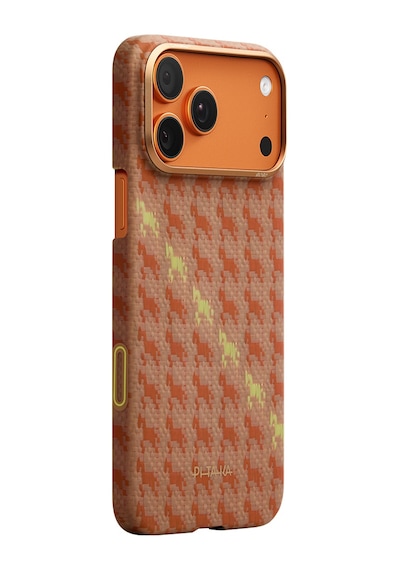 Apple Apple iPhone 17 Pro Kılıf M-safe Uyumlu Aramid Fiber Pitaka Edge Serisi Happiness Rides Kapak Kahverengi
