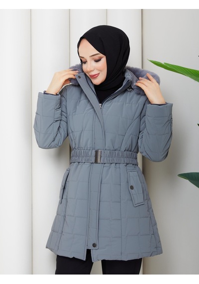 Eslemnur Nova Kumaş Şişme Mont 85cm Füme