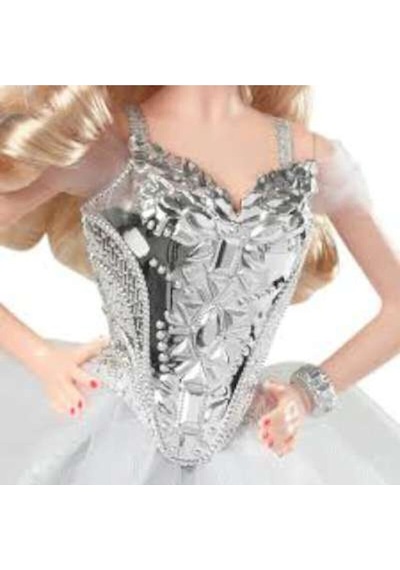 Barbie 2021 Mutlu Yıllar Bebeği Dalgalı Sarı Saçlı. 30 Cm.Gümüş R