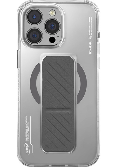 Apple iPhone 16 Pro Uyumlu Kılıf Magsafe Şarj Özellikli Teknoloji Desenli Standlı Skinarma Axon Kapak Titanyum