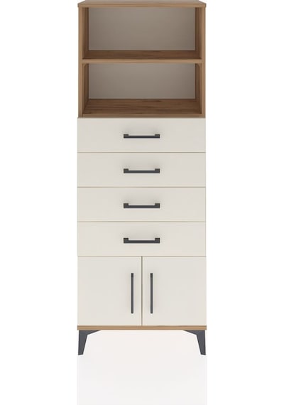 Arges Dolap 2 Raflı 4 Çekmeceli 2 Kapaklı 60x30x163 Çam-aytaşı Atlas Çam