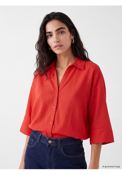 Lcw Vision Kırmızı Oversize Poplin Kadın Gömlek