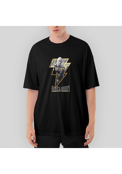 Black Adam Logo Oversize Siyah Tişört Siyah