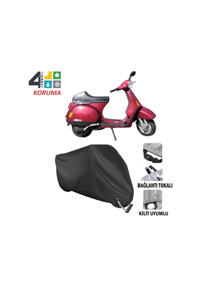 Piaggio Vespa Cosa Motosiklet Brandası ( Kilit Uyumlu - Siyah