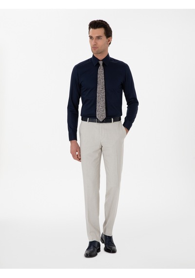 Cacharel Lacivert Slim Fit Pamuklu Klasik Gömlek