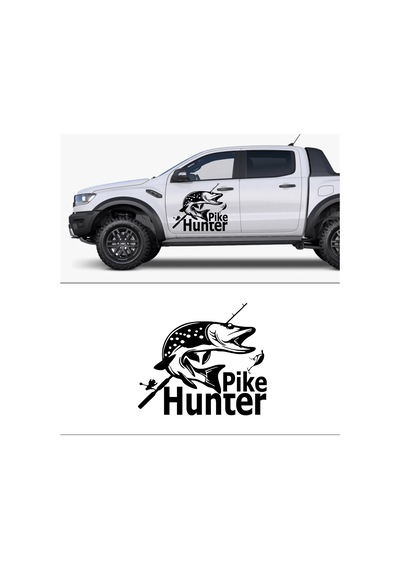 30 X 30 cm - Pike Hunter Oto Sticker. Balık Avı Oto Sticker